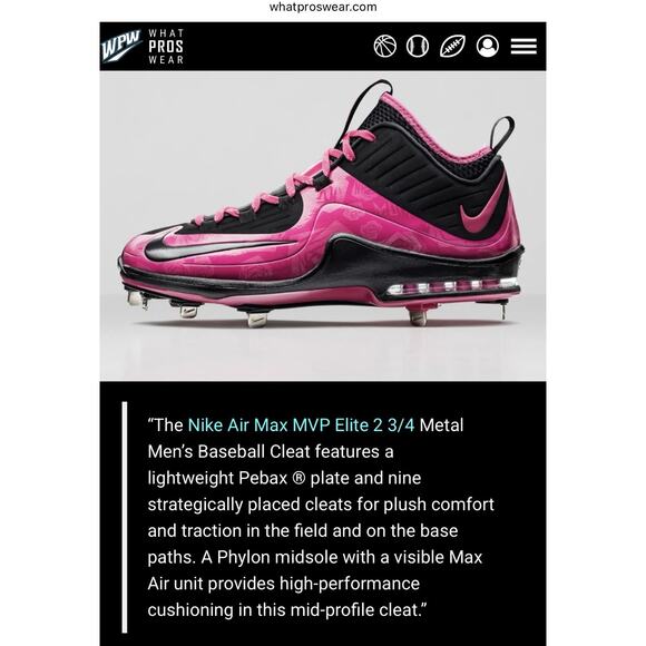 NEW Nike Air Max MVP Elite 2 3/4 Metal Size 16 Pink & Black Mother’s Day Edition main image 5